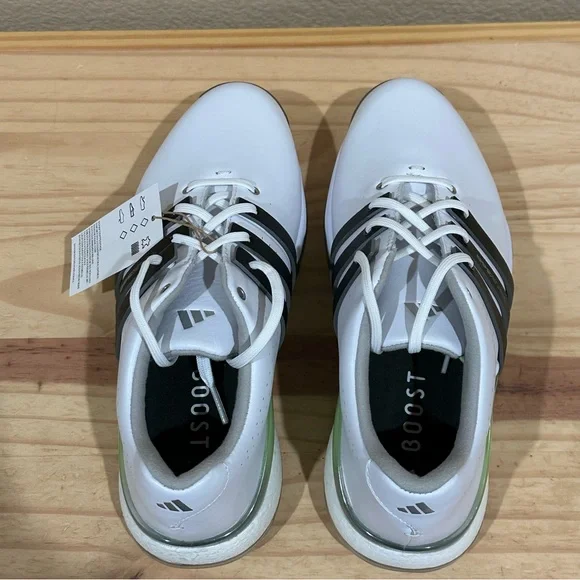 Sz 9 adidas Women’s TOUR360 24 Boost Golf Shoes IF0259 New white black green - Picture 2 of 8